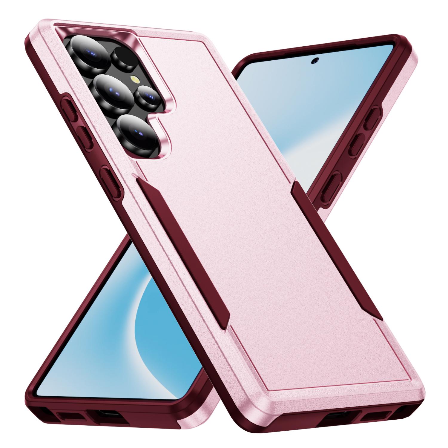 

For Samsung Galaxy S25 Ultra Case PC+TPU Military Grade Drop Protective Phone Cover Pink/Rose