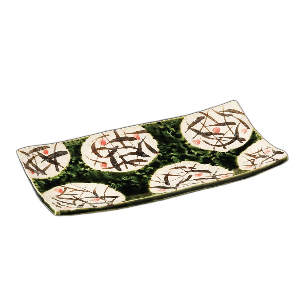 

Round pattern reed pottery plate Pottery plate [25×13×3.5cm]