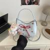 Bowknot Print Shoulder Bag With Plush Pendant For Women Crossbody Handbag Girly Tote Commuter Bag Underarm Bag