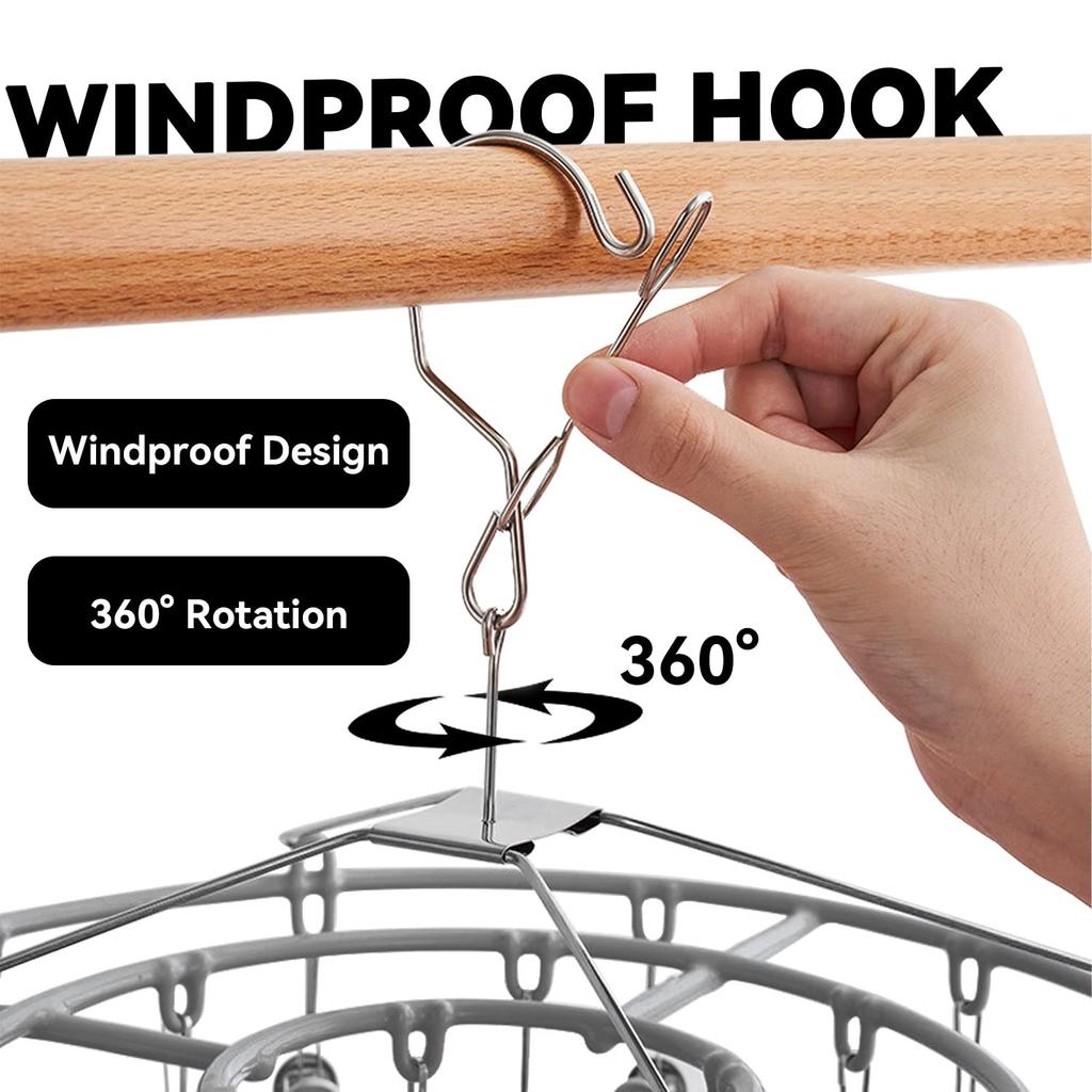 Suszarka do ubrań, wieszak na pranie ze stali nierdzewnej, wytrzymały okrągły obrotowy wiatroszczelny wieszak na bieliznę, ręczniki, biustonosze, skarpetki, bielizna