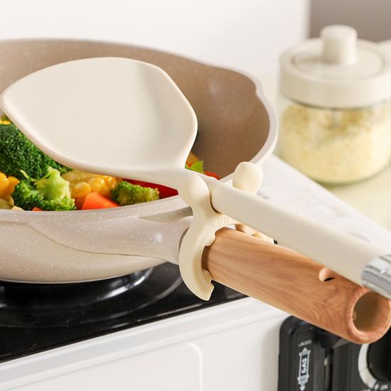 3 Stück Silikon Topfgriff Hitzebeständig Spatelhalter Rutschfest Utensilienklemme Anti-Überkochen Überlauf Dampföffnung Küchenorganisator Kochzubehör