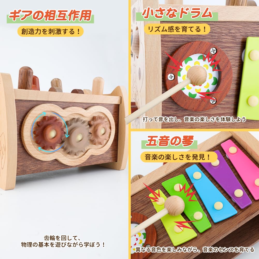 FlyCreat Multifunctional Montessori Fishing Educational Toy Wooden Toy with and Musical Colorful for Color Early and Fingertip Ages Girls and Birthday