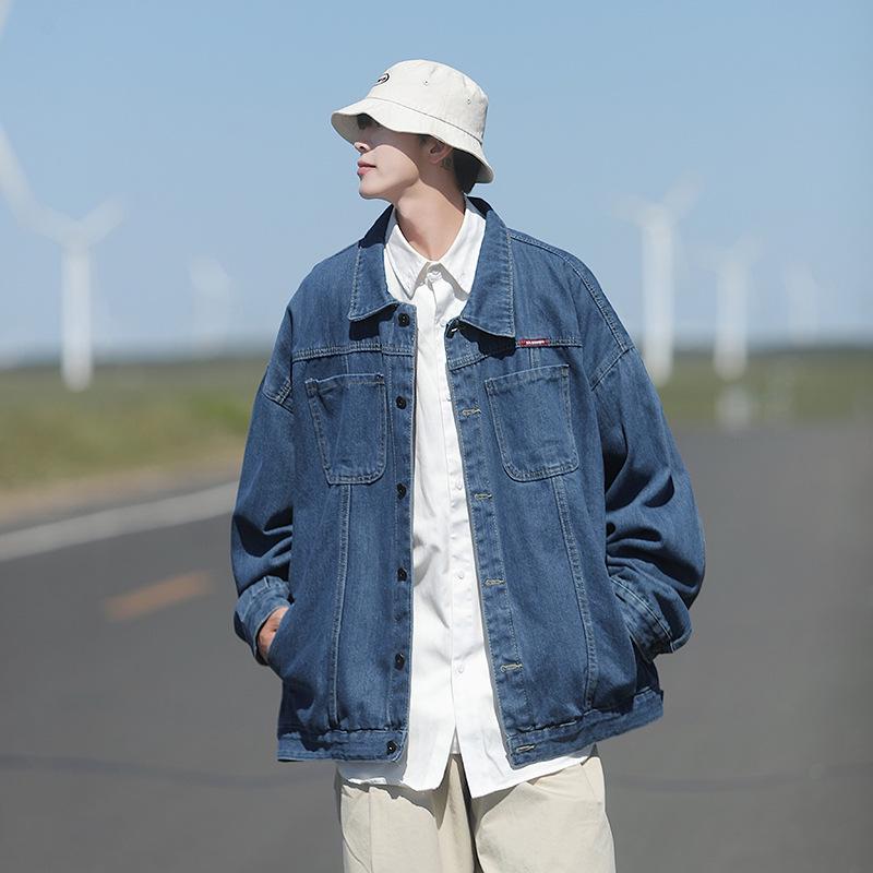 

2024 Autumn Retro Men s Trendy Denim Jacket 2XL синій/глибокий