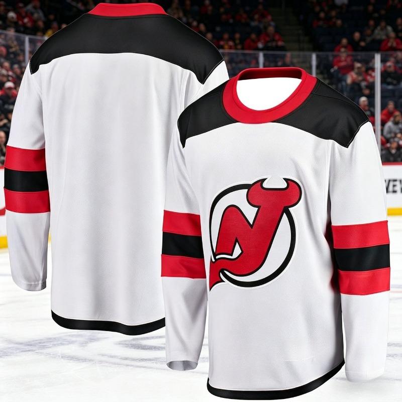 2026 New Jersey Pánský Nový Tréninkový Oblek na Lední Hokej 3D Tištěný Tým Ďáblů Bílý Sportovní Dlouhý Rukáv Rodina