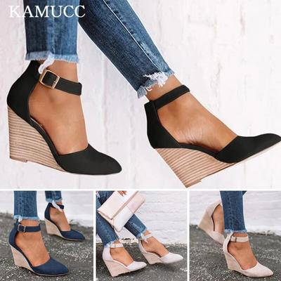 Dames Sandalen Vintage Sleehakken Dames Gespsluiting Stro Dikke Zool Flats Platform Sandalen Flock Dames Schoenen Zomer