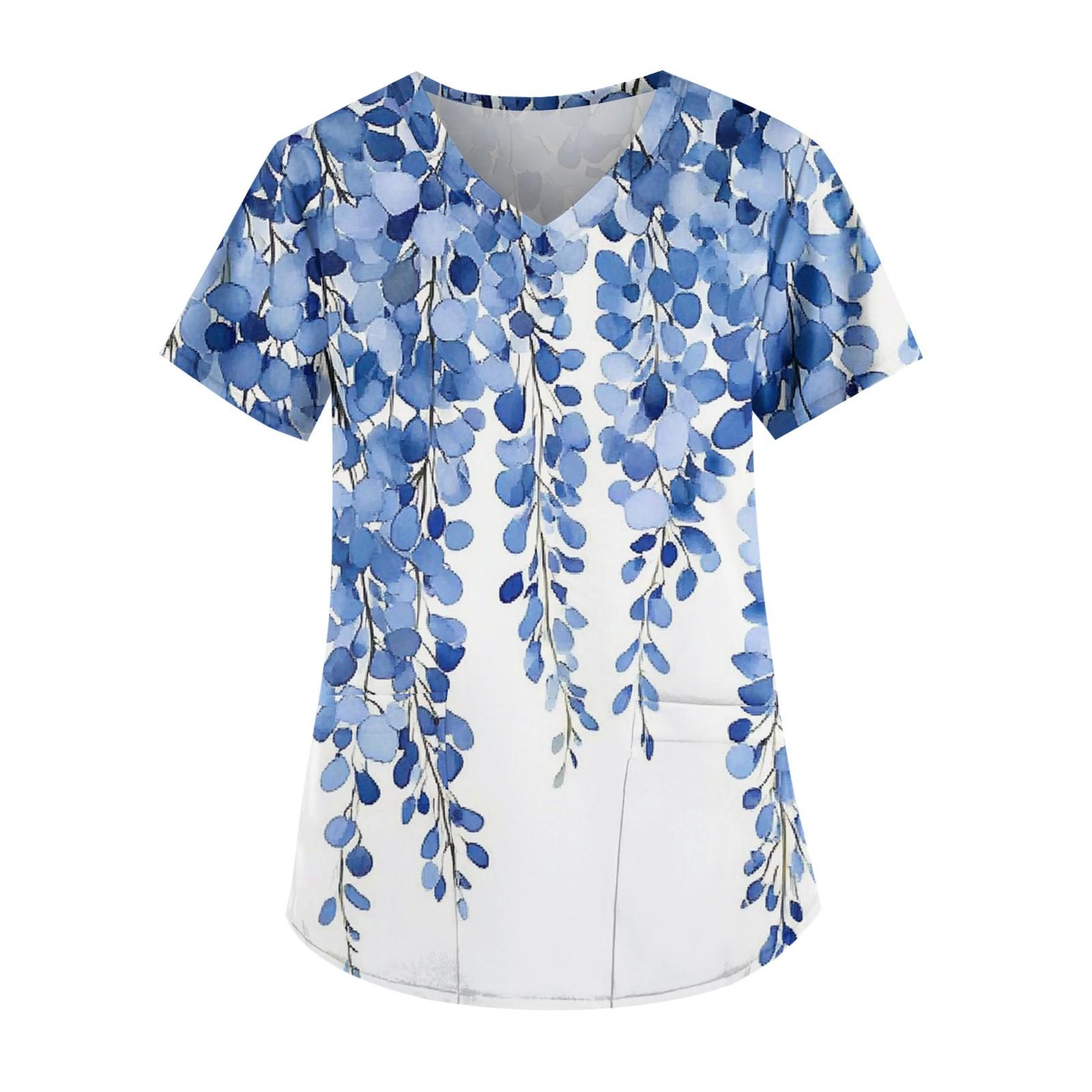 

Рабочая форма больших размеров с принтом, топы для женщин, забавные футболки с v-образным вырезом и короткими рукавами, рабочая одежда, футболка с карманами XXXXXL