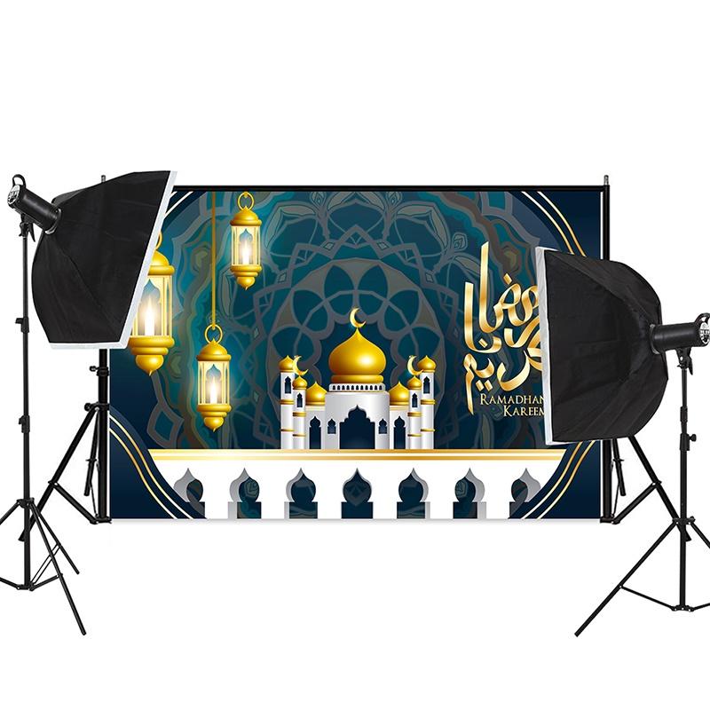 Eid Mubarak Backdrops Mosque Moon Muslim Ramadan Kareem Islamic Festival Portrait Photo Background for Photography Props