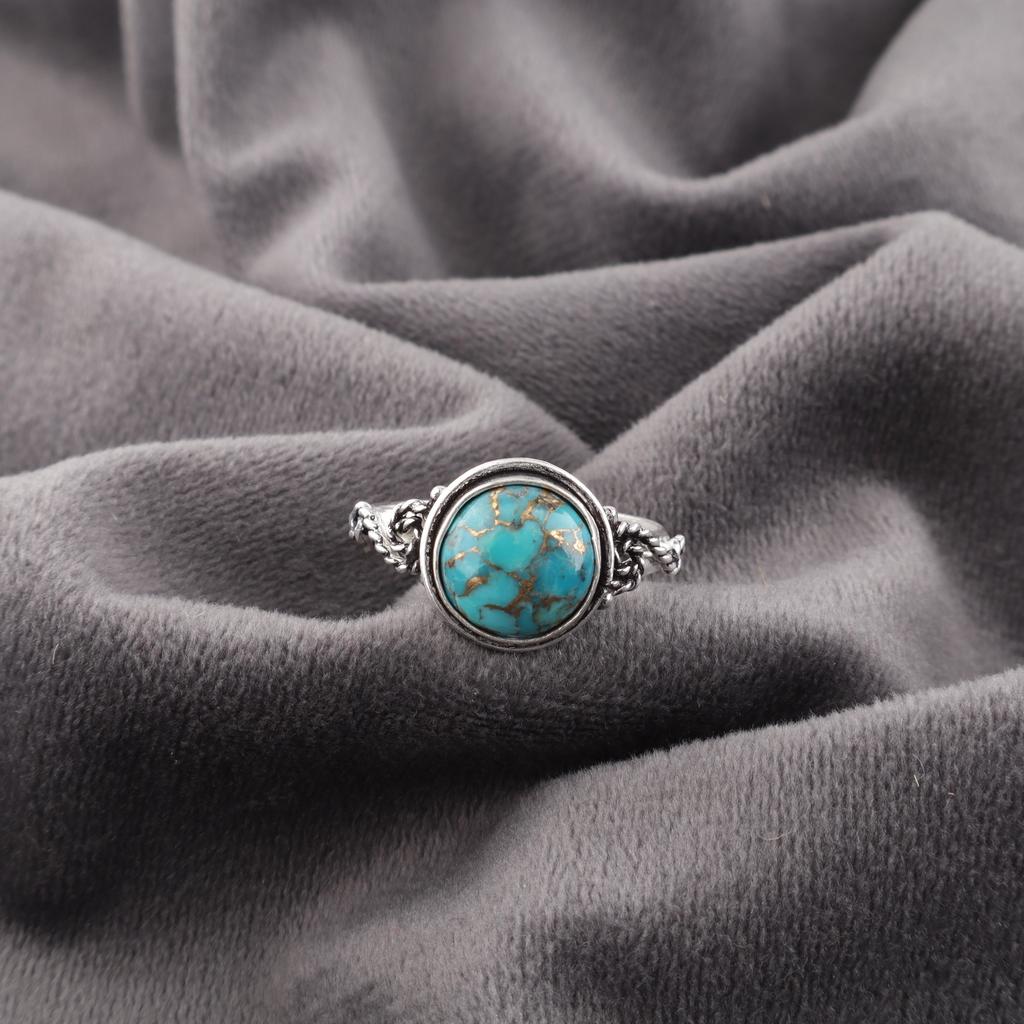 Blue Copper Turquoise Ring Gemstone Jewelry, 925 Solid Sterling Silver Ring, Handmade Jewelry Ring, Gift For Her