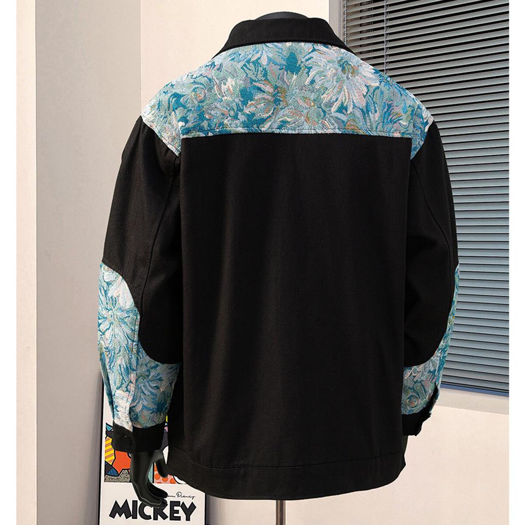 Autumn Mens Streetwear Cotton Jacket Men Patchwork Embroidered Jacket Male Outwear Loose Coat Man High Quality Bomber Jackets