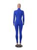 Women's Ribbed Elastic Slim-fit Long Sleeve Sport Yoga Jumpsuit with Invisible Zipper