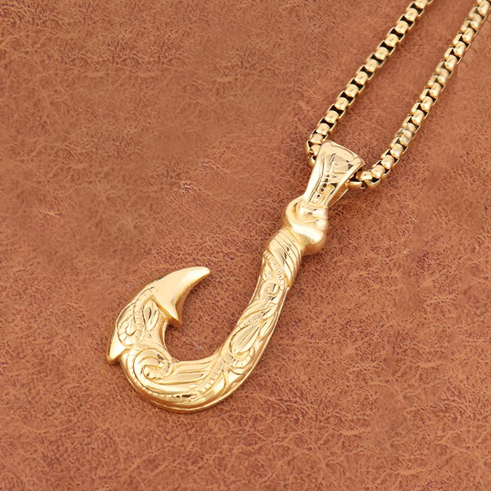 Trendy Charms Maui Magic Fish Hook Pendant Chain High Quality Stainless Steel Viking Fish Hook Men's Necklaces Jewelry