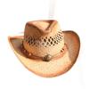 Hot-selling hollow Lafite straw weaving western cowboy hat summer sun protection sunshade big eaves breathable grass