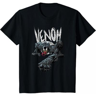 Venom Marvel TShirt Unisex Short Sleeve Distressed Vintage Style Premium Cotton Loose Fit Crew Neck Street Top for Men