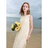 Sancai 2025 Summer Round Neck Jacquard Sleeveless Maxi Dress