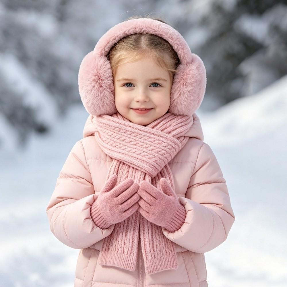Windproof Kids Earmuffs Scarf Set Cold-proof Knit Scarf Gloves Set Winter Accessories Set  Winter