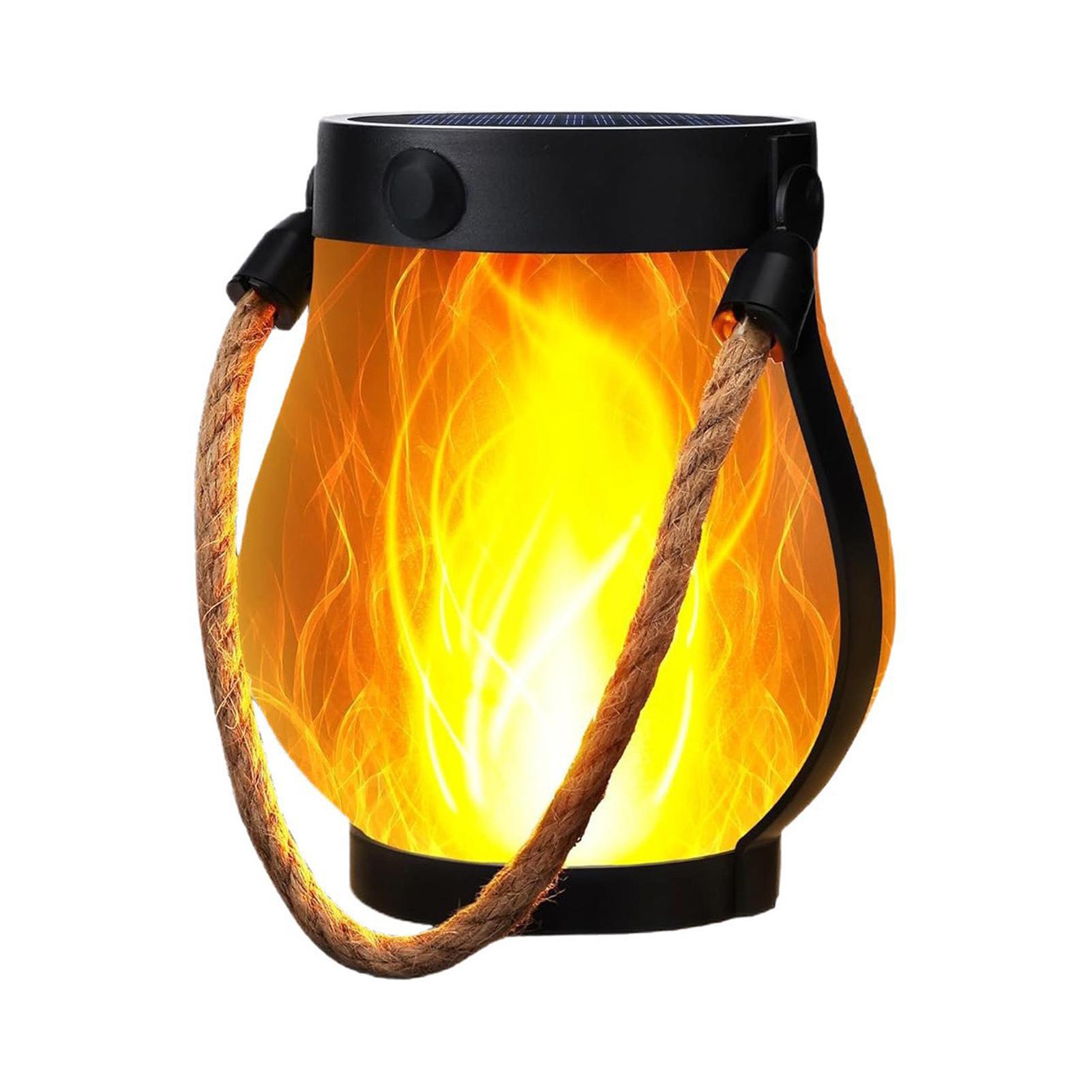 

Solar Lantern Lights Flame Garden Light Waterproof Hanging Lantern with USB & Solar Charging for Yard Patio Decor Decoration