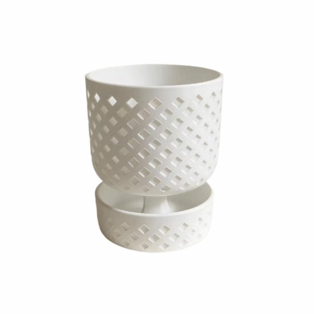 Plastic 3D Printed Flower Pot Root Control Plant Containers Succulent Plant Basin  Green Plants белый