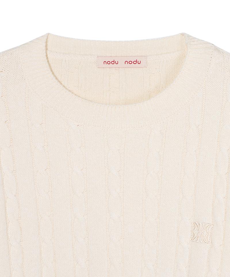 Nodeuyuumeon Witty Cable Round Knit [Cream]