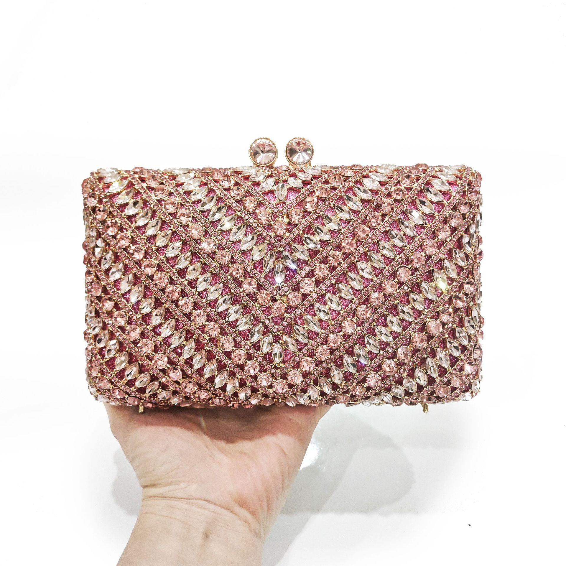 

Rhinestone purse diamond encrusted dinner bag banquet dress socialite rhinestone clutch women s bag cheongsam bag розовый