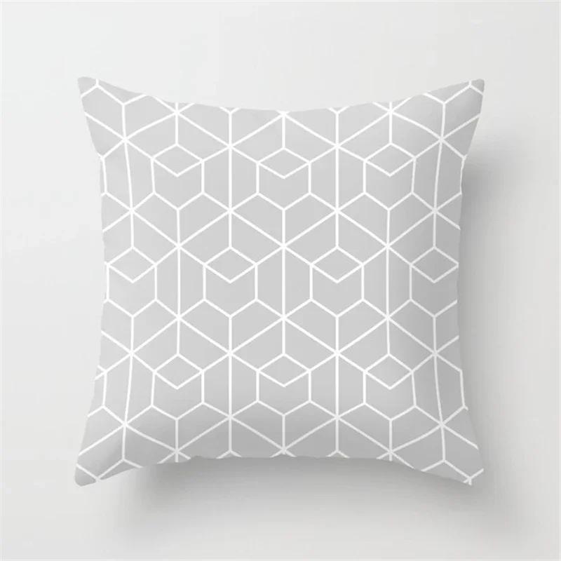 New Nordic Grey Geometric Pillow Covers Polyester Throw Pillows Cover Modern Fashion Livingroom Sofa Bed Cushion Cover 45X45cm