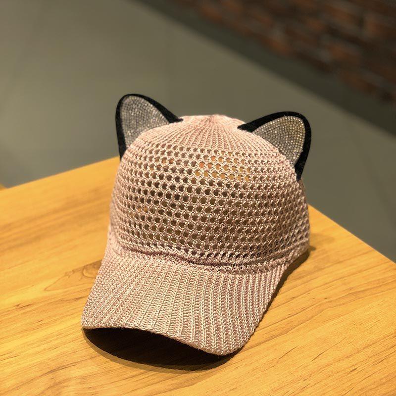 

Милая бейсболка с кошачьими ушками для женщин - Регулируемая застежка-кнопка, Дышащая сетчатая кепка тракера, Легкая летняя шляпа от солнца с очаровательными кошачьими ушками ONE SIZE
