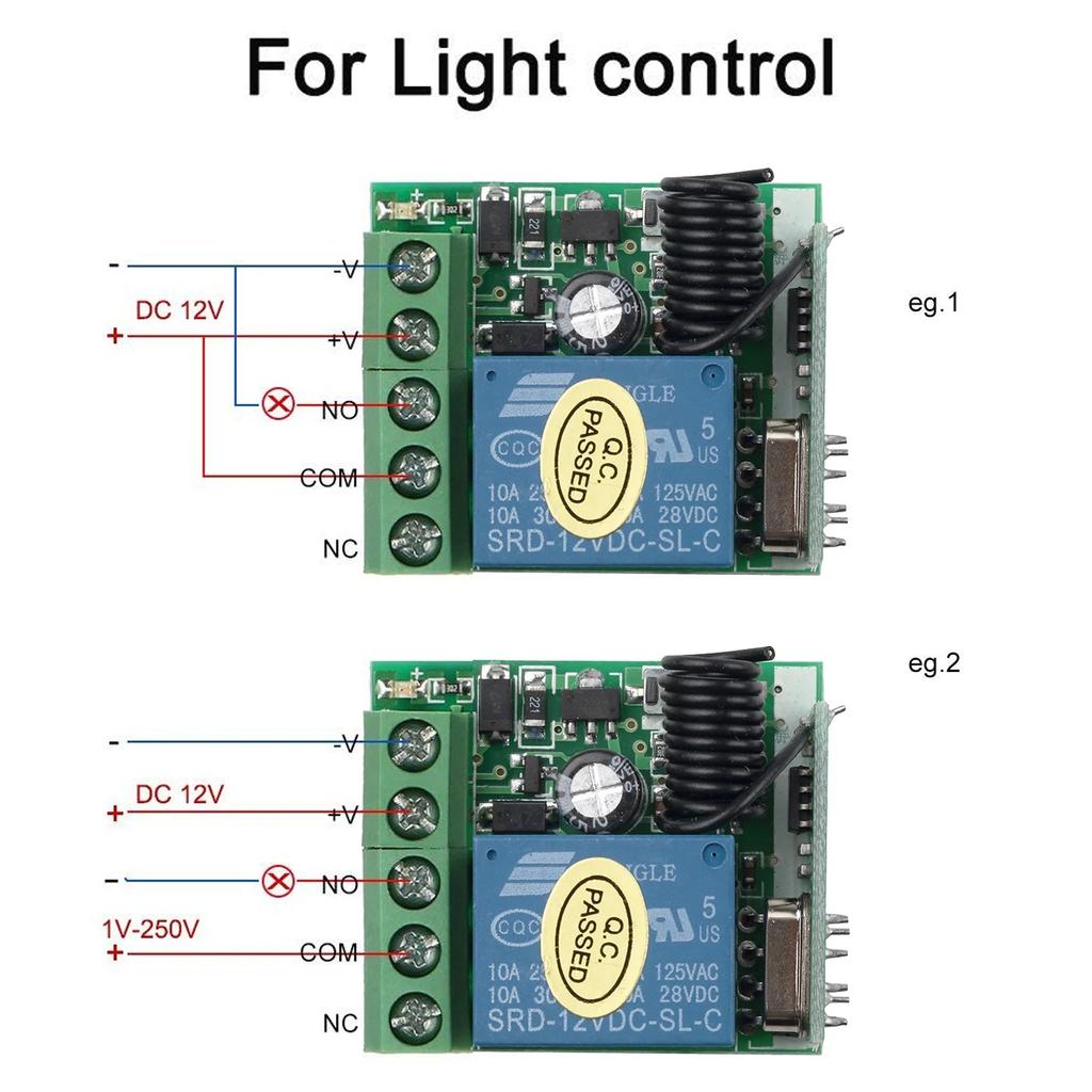 433Mhz Universal Gate Remote Control DC 12V 10A Relay Receiver Wireless Radio Frequency Learning Remote Control for Gate LED Garage Door