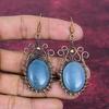 Aquamarine Gemstone Earrings Handmade Dainty Jewelry Copper Wire Wrapped Earring