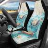 Bulopur Multicolor Polyester Universal Fit Car Truck SUV Van Automotive Seat Covers, 2pcs Front, Hibiscus Floral & Sea Turtle Print