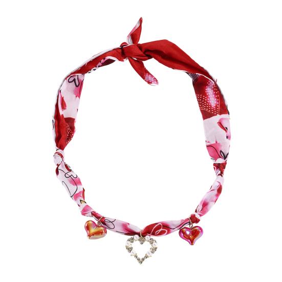 Women Scarf Necklace Convertible Printed Scarf Chocker Necklace Scarf with Flower Faux