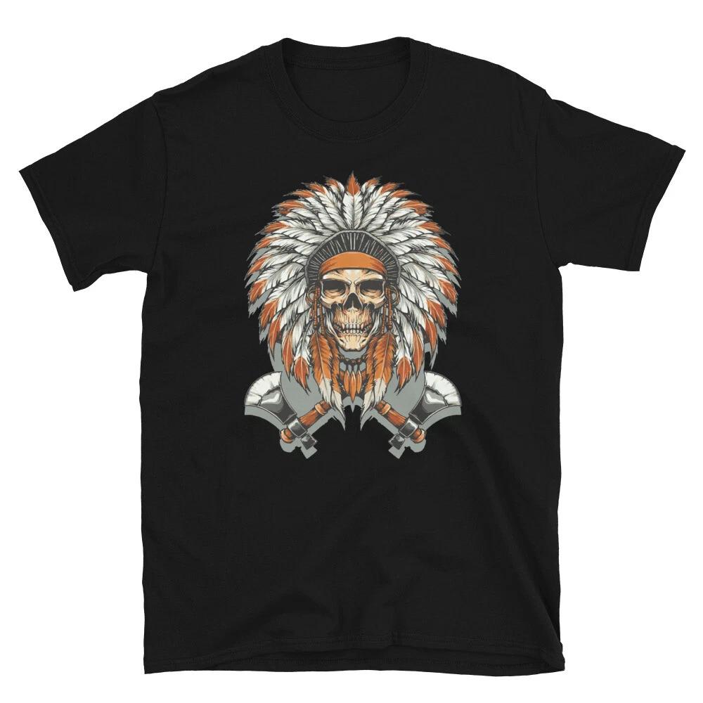 Native american tribal skull awesome graphic design Short-Sleeve Unisex T-Shirt M