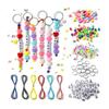 ABKP-1144 Pièces Kits d'Artisanat pour la Fabrication de Porte-clés DIY, Perles Pour la Fabrication de Bijoux Ensemble Fournitures Avec Alphabet Coloré Perles Transparentes