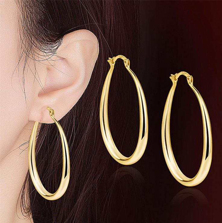 New Big Hoop Earrings Gold Color Metal Geometry Square Circles Beading Loop Earring Rock Style Brincos