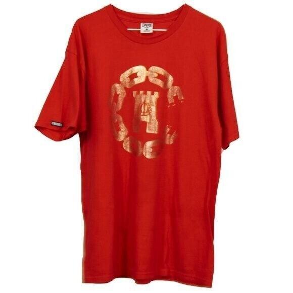 Crooks Castles Red Graphic T-Shirt With Size M Metallic Gold Chain Castle M