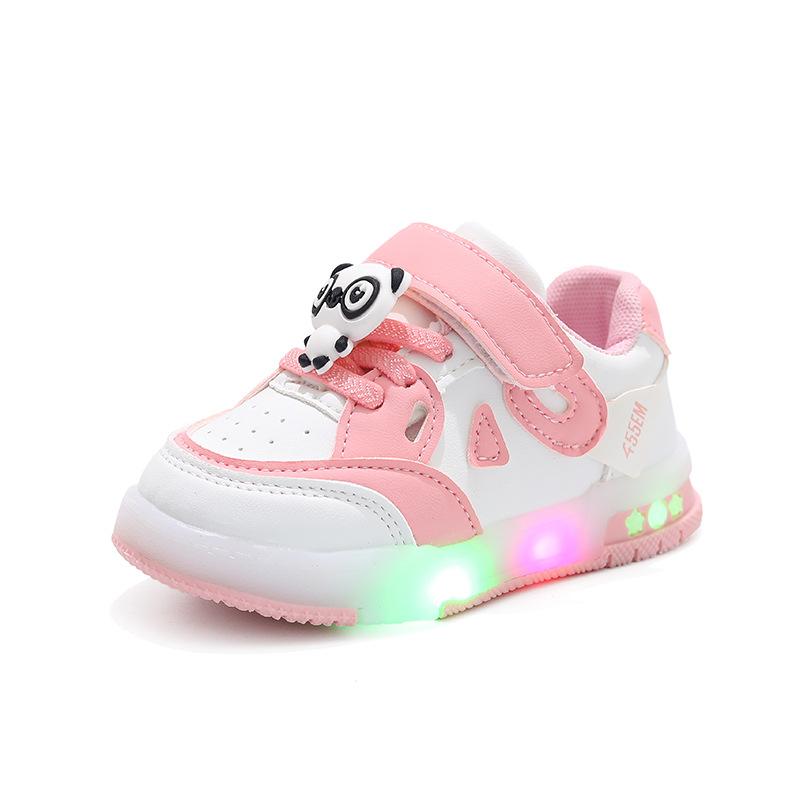 Sneakers da bambino Scarpe sportive con luce LED a forma di orso Scarpe da bambina Antiscivolo Scarpe sportive da esterno per bambini