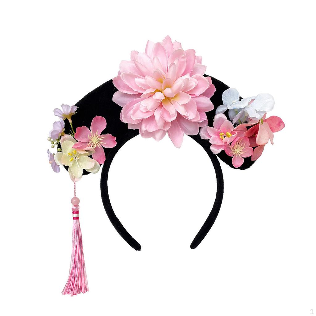 Chinese Headwear Children Flower Hair Hoop for Party Photo Props Cosplay Costume