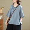 Summer Cotton Linen Artistic Women's Pullover - Casual & Age-Reducing Top