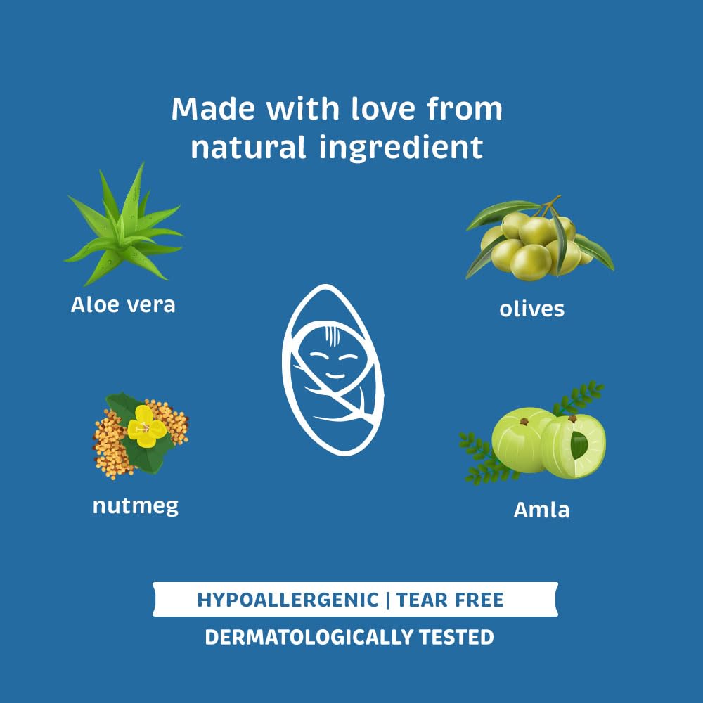 KHADI NATURAL Baby Care Hair Shampoo with Rice and Triphala 200 Ml Gentle Nourishing Cleanser for Babies