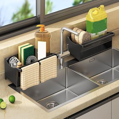 Rag Organizer Kitchen Storage Rack Large Size Towel Rack Self-draining Sink Shelf Large Capacity Portable Sponge Holder
