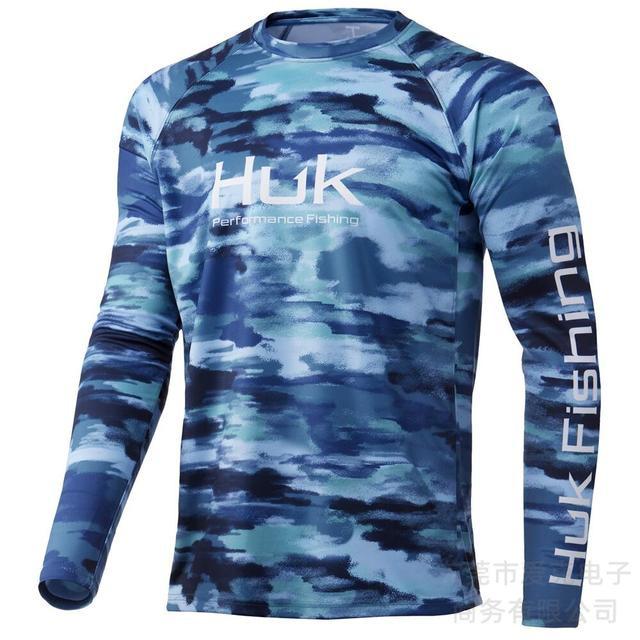HUK combinaison de pêche été hommes protection solaire sports de plein air chemise de pêche séchage rapide manches longues T-shirt léger respirant haut