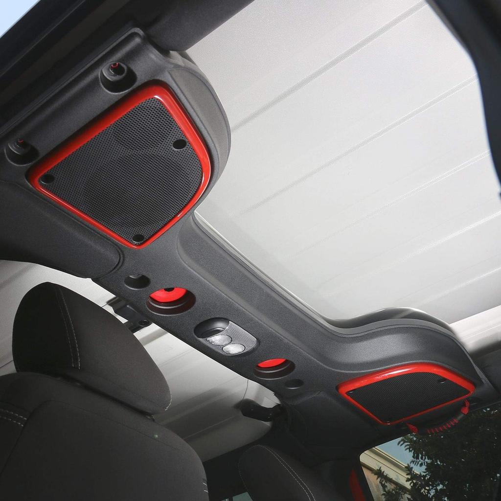 Voodonala for Jeep JK Roof Top Speaker Audio Trim for 2015-2018 Jeep Wrangler JK JKU, ABS Red 2 pcs