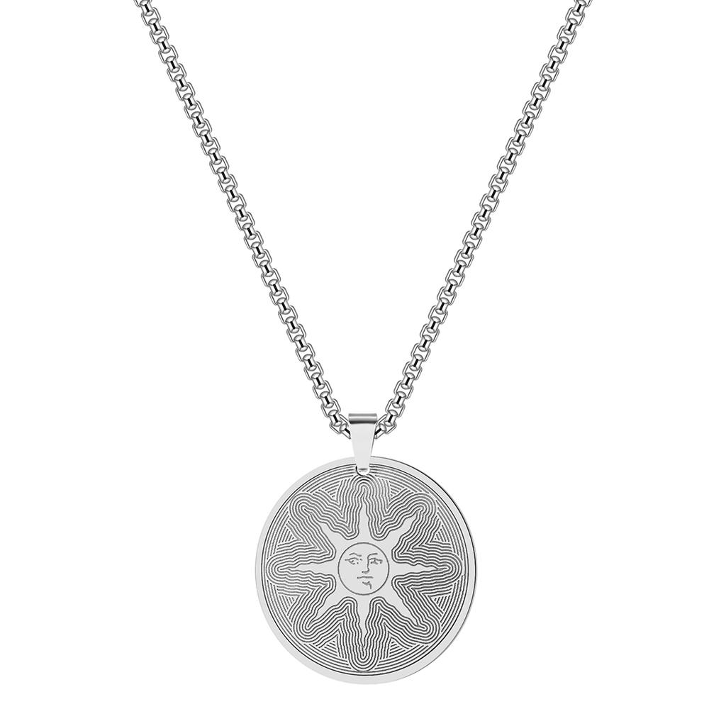 Kinitial Stainless Steel Dark Souls Warrior of Sunlight Pendant Necklace Trendy Round Charm Sun Jewelry For Friends Bijoux Femme