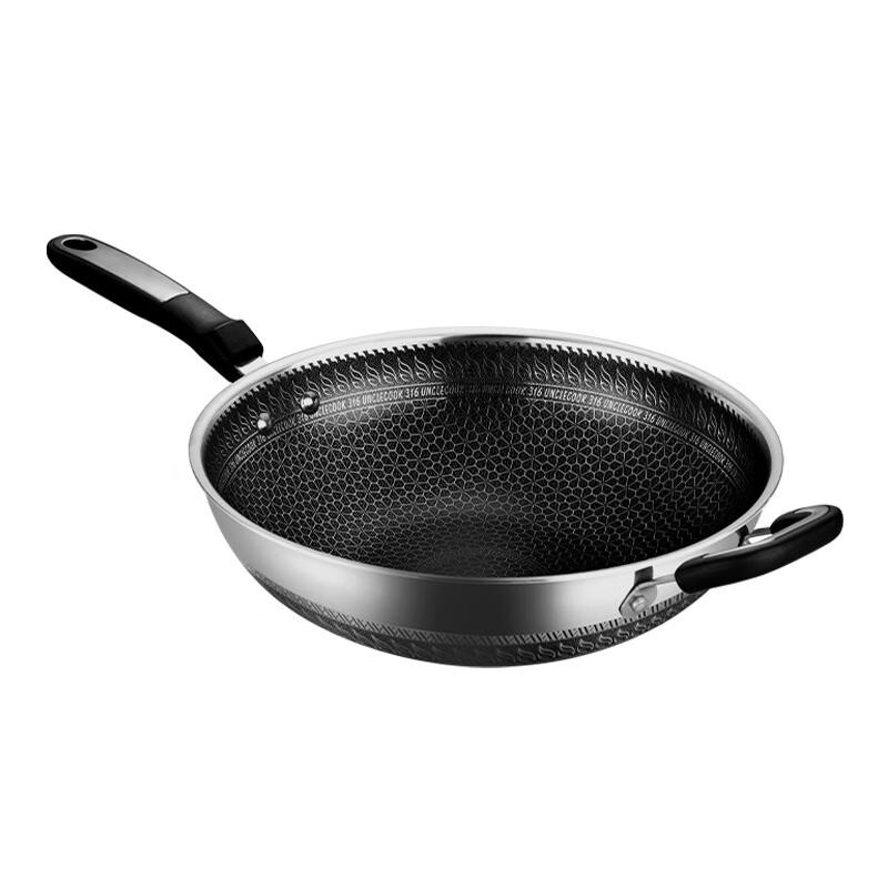 Hanle 316 Stainless Steel Non-stick Honeycomb Wok, 34cm