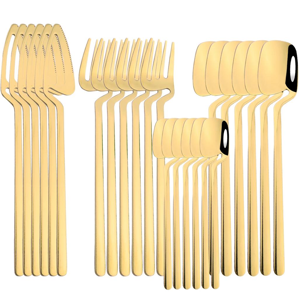 24Pcs Dinnerware Cutlery Set 304 Stainless Steel Dinner Knife Fork Spoon Black Matte Kitchen Flatware Tableware Party Set