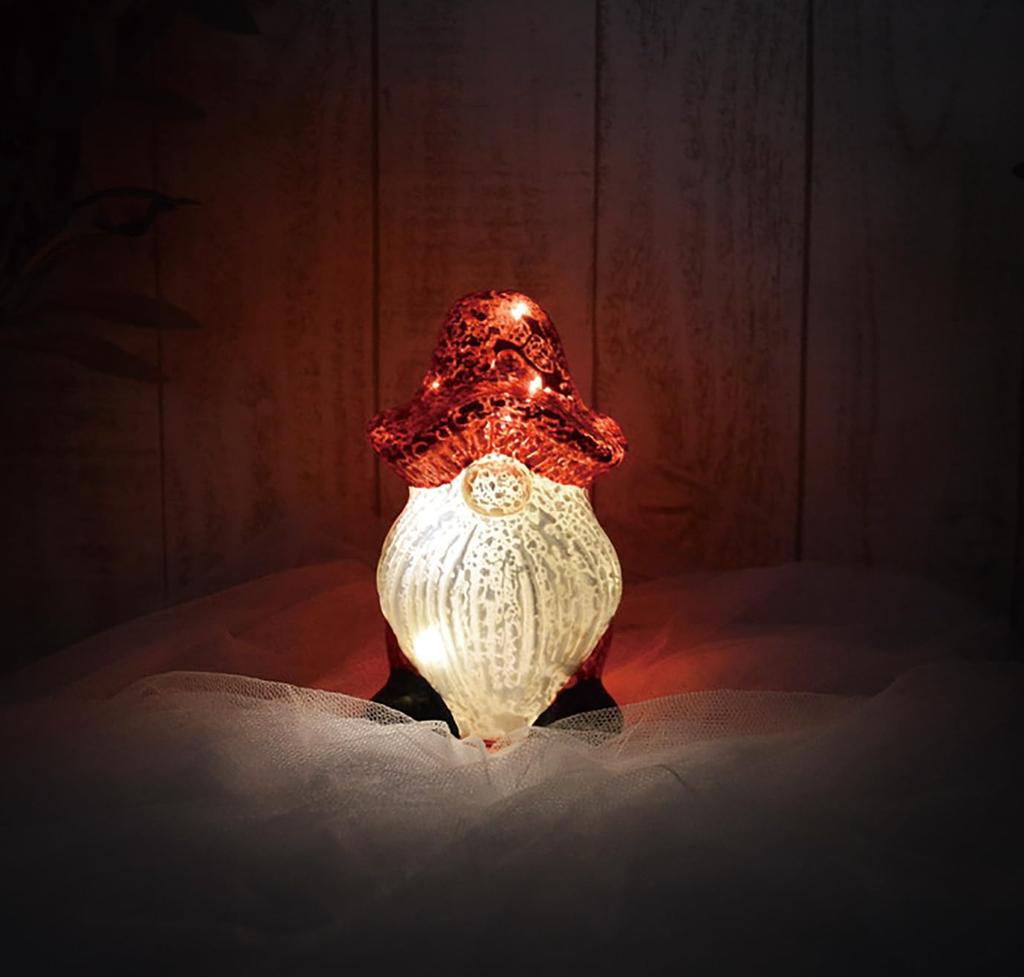 Kijapan LED Christmas Shining Holiday Tomte Chubby RD 169840 Decorations, Battery-Operated, Glass, Lights,