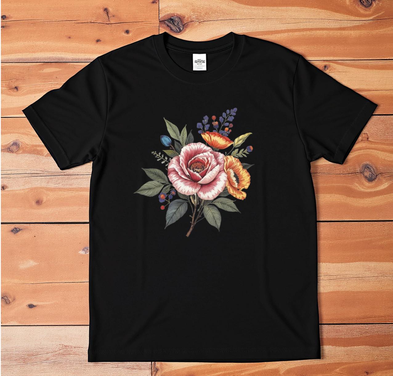 Vintage Floral Bouquet Graphic Tee White Unisex Botanical T-Shirt 2XL
