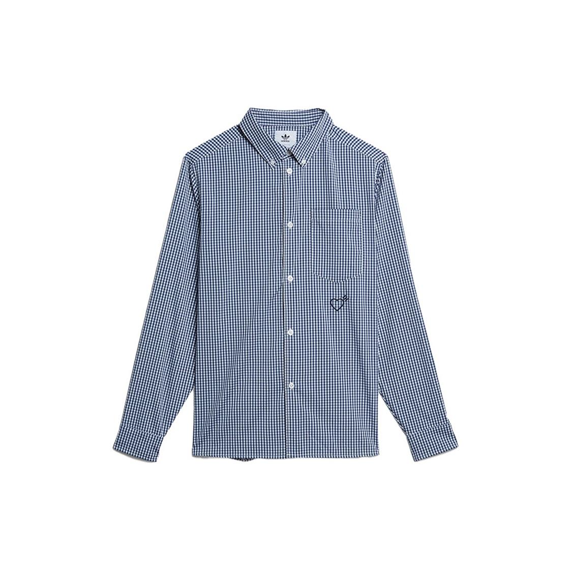 adidas originals x HUMAN MADE Crossover Embroidered Long Sleeves Shirt Blue Men s GM4633 M