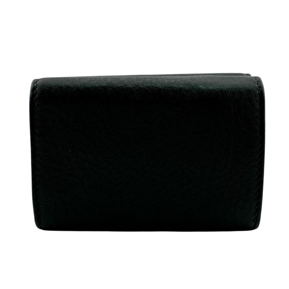 BALENCIAGA 551921 Compact wallet leather Every day Tri-fold wallet Dark gray leather Used