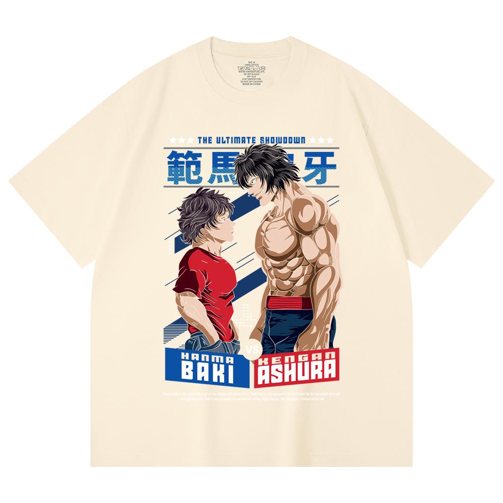 

230 г/м² 100% хлопок Baki V2 Baki Ashura Принт Унисекс Тяжелая хлопковая футболка XS абрикосовый