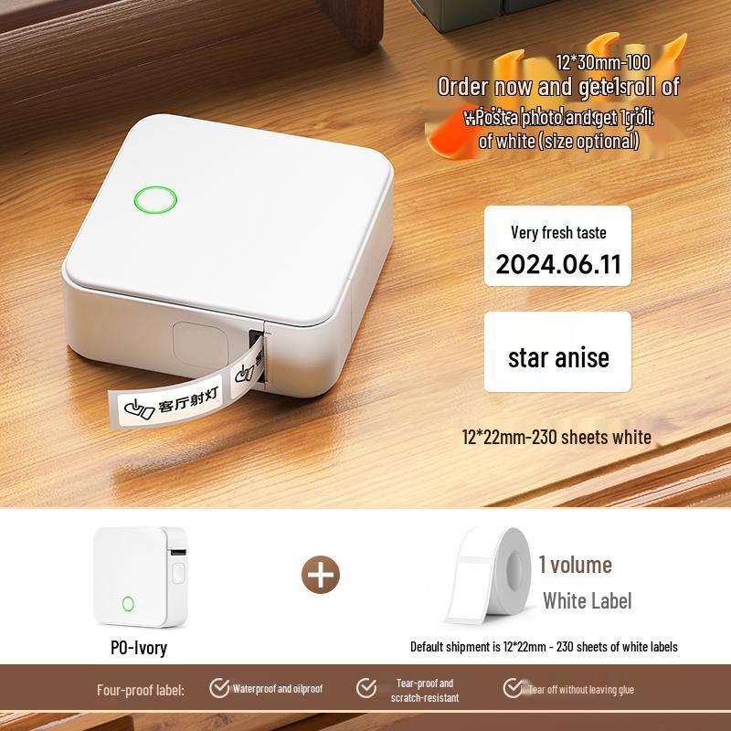 2P80 Portable Bluetooth Label Printer: Handheld, Self-Adhesive, Transparent Stickers