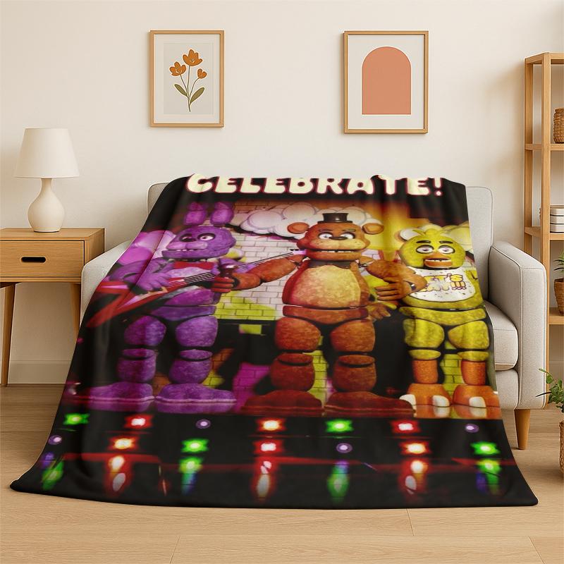 

Classic F-FNAF Horror Game Freddy Flannel Blanket Soft Warm Throw Blanket for Bedroom Living Room Bed Travel Camping Picnic 75x90cm